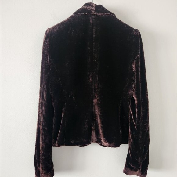 Theory Velvet Blazer in Deep Burgundy - Picture 2 of 7